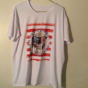White short sleeve Stars and Stripes with skull